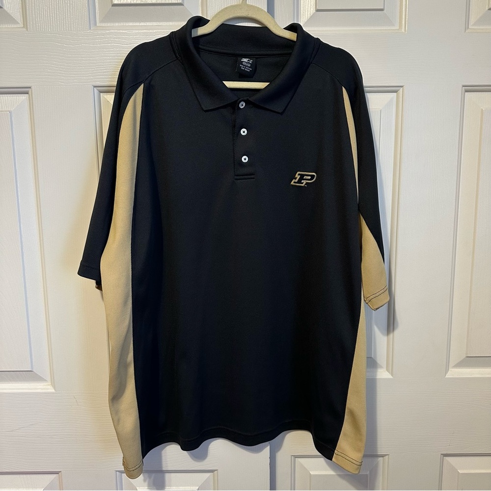 Purdue Boilermakers Men's Starter Polo Shirt Size 2XL Short Sleeve Black NCAA